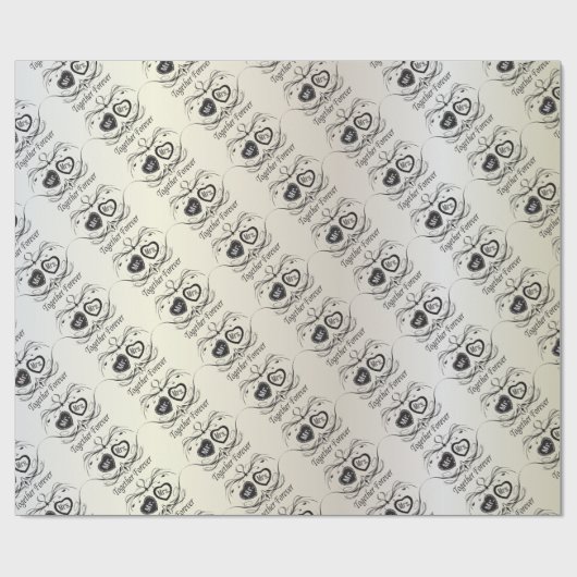 Papier Cadeau M. et Mme Black Imprimer en blanc| Mariage (Plat)