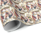 Papier Cadeau M. et Mme Claus Baking Cookies Custom Christmas (Coin rond)