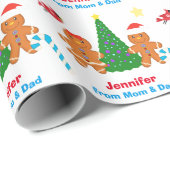 Papier Cadeau M. et Mme Gingerbread Noël personnalisé (Coin rond)