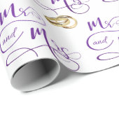 Papier Cadeau M. et Mme la Mariage Texte (Coin rond)