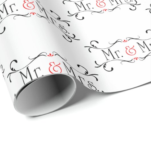 Papier Cadeau M. et Mme mariage (Coin rond)
