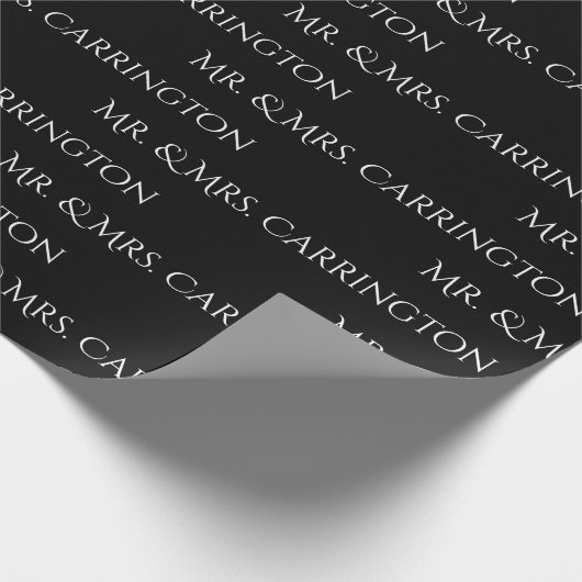 Papier Cadeau M. Et Mme Nom Script Black White Chic Mariage (Coin)