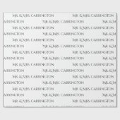 Papier Cadeau M. Et Mme Nom Script Mariage noir blanc (Plat)