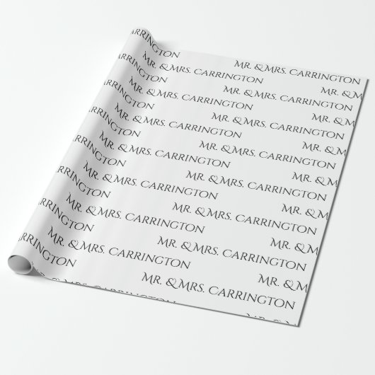 Papier Cadeau M. Et Mme Nom Script Mariage noir blanc (Déroulé)