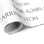 Papier Cadeau M. Et Mme Nom Script Mariage noir blanc (Coin rond)