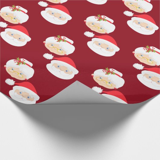 Papier Cadeau M. et Mme Santa Claus Noël rouge (Coin)