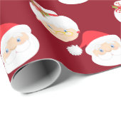 Papier Cadeau M. et Mme Santa Claus Noël rouge (Coin rond)