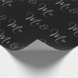 Papier Cadeau M. Et Mme Script Black White Chic Cadeau