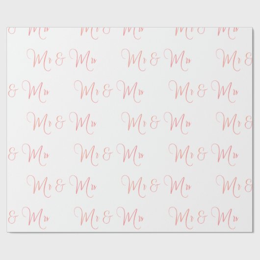 Papier Cadeau M. Et Mme Script Papier Enveloppant Rose (Plat)