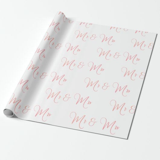 Papier Cadeau M. Et Mme Script Papier Enveloppant Rose (Déroulé)