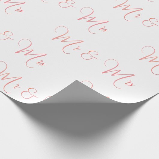 Papier Cadeau M. Et Mme Script Papier Enveloppant Rose (Coin)