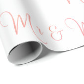 Papier Cadeau M. Et Mme Script Papier Enveloppant Rose (Coin rond)