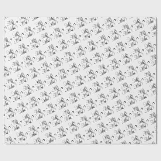 Papier Cadeau M. et Mme Script Police - Mariage / Anniversaire (Plat)