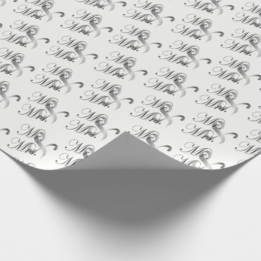 Papier Cadeau M. et Mme Script Police - Mariage / Anniversaire (Coin)