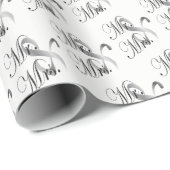 Papier Cadeau M. et Mme Script Police - Mariage / Anniversaire (Coin rond)
