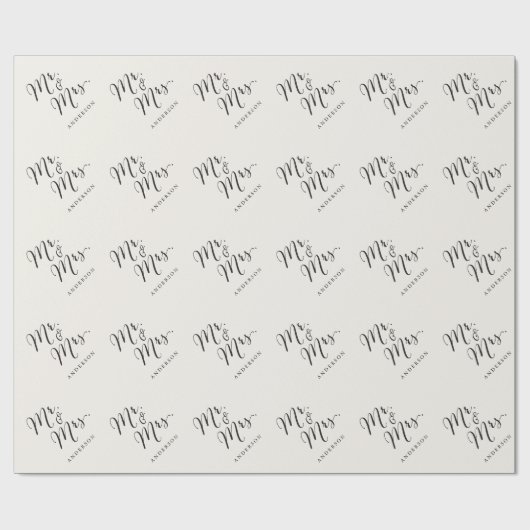 Papier Cadeau M. & Mme Classic Script Calligraphy Nom Mariage (Plat)