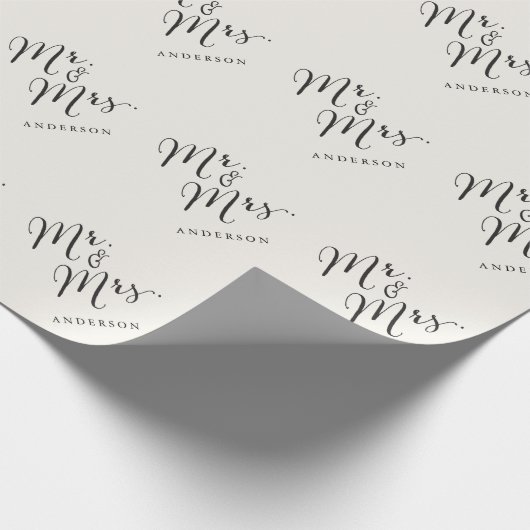 Papier Cadeau M. & Mme Classic Script Calligraphy Nom Mariage (Coin)