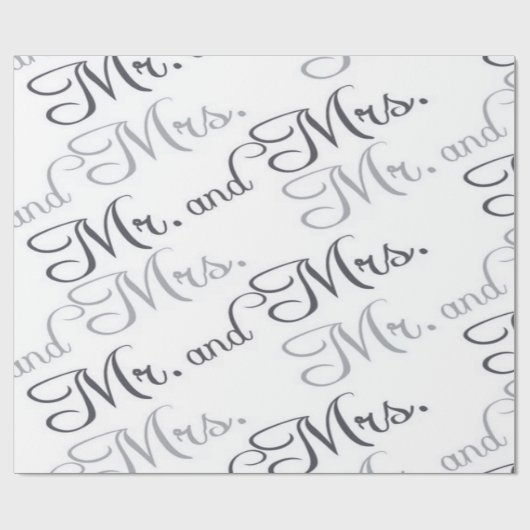 Papier Cadeau M. & Mme Mariage noir et blanc (Plat)