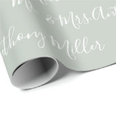 Papier Cadeau M. & Mme Nom Sage Green Elegant (Coin rond)
