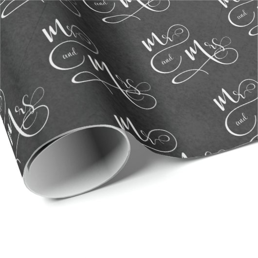 Papier Cadeau M. & Mme sur tableau noir (Coin rond)