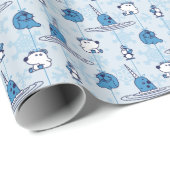 Papier Cadeau M. Narwhal Blue Snowflake Motif (Coin rond)