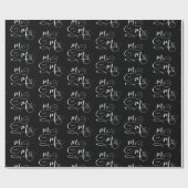 Papier Cadeau M. & Texte mariage de texte de Mme sur noir (Plat)