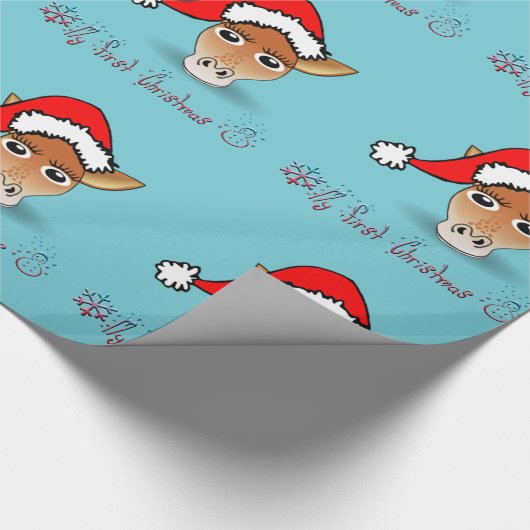 Papier Cadeau Ma première Girafe de Noël (Coin)