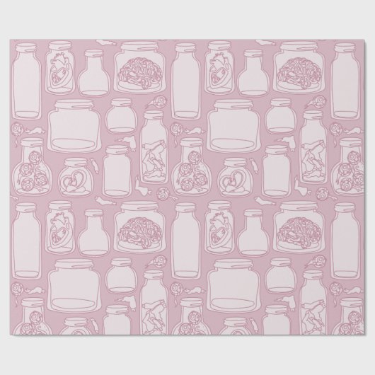 Papier Cadeau macabre spécimens médicaux pastel rose gothique (Plat)