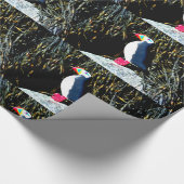 Papier Cadeau macareux sur le papier de motif de roche (Coin)