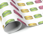 Papier Cadeau Macaron French Pastry Cookies Macarons Pâtisserie (Coin rond)