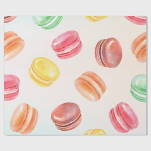 Papier Cadeau Macarons Colorés Art Aquarelle
