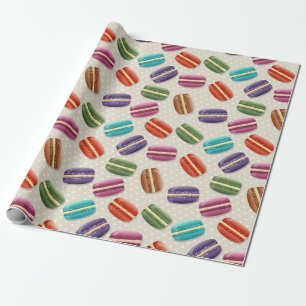 Papier Cadeau Macarons colorés mignons Motif avec Pois