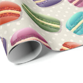 Papier Cadeau Macarons colorés mignons Motif avec Pois (Coin rond)