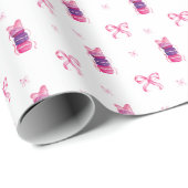 Papier Cadeau Macarons Coquette Bow rose Fête des mariées d'anni (Coin rond)