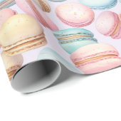 Papier Cadeau Macarons Rose Bleu Jaune Anniversaire   (Coin rond)
