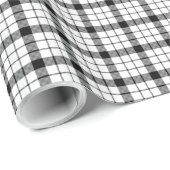 Papier Cadeau MacFarlane tartan noir blanc plaid (Coin rond)