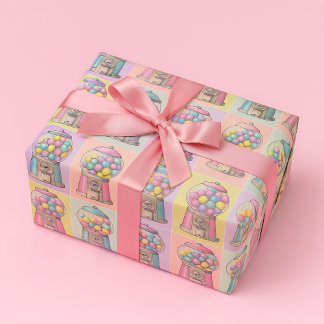 Papier Cadeau Machine à Bubblegum rétro