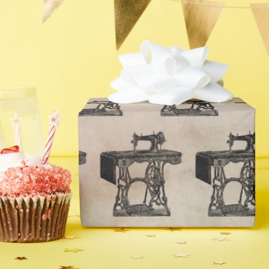 Papier Cadeau Machine à coudre à l'ancienne (Fête d'anniversaire)