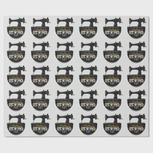 Papier Cadeau Machine à coudre ancienne AJOUTER NOM Couturière T (Plat)