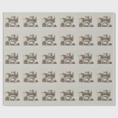 Papier Cadeau Machine à coudre et chatons de pédale (Plat)