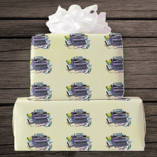 Papier Cadeau Machine à écrire violette de milieu de siècle manu