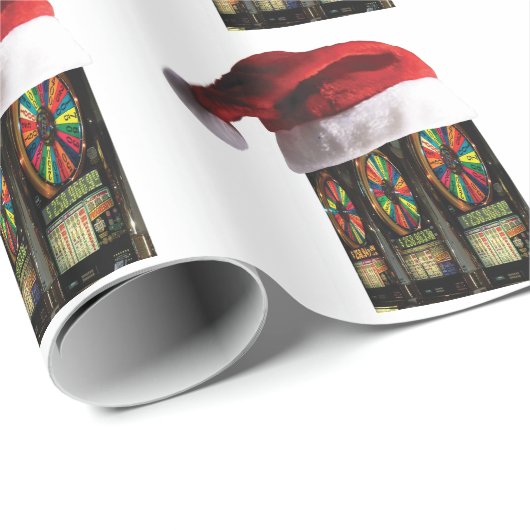 Papier Cadeau Machine à sous de Vegas de Noël (Coin rond)