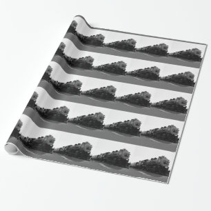 Papier Cadeau Machine à vapeur noire et blanche
