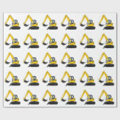 Papier Cadeau Machine jaune et noire de construction (Plat)