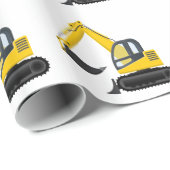 Papier Cadeau Machine jaune et noire de construction (Coin rond)