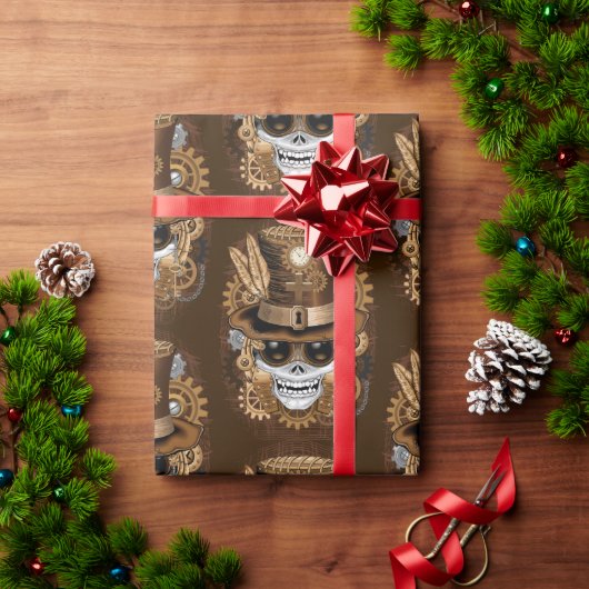 Papier Cadeau Machine rétro Voodoo à vapeur crâne (Cadeau de vacances)