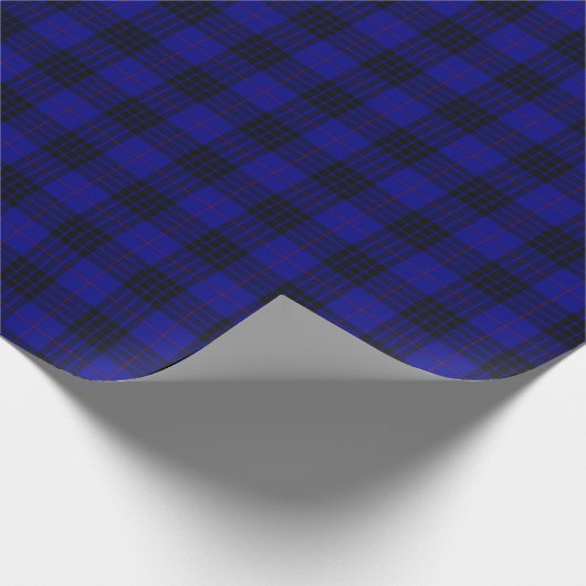 Papier Cadeau MacKay tartan bleu noir plaid (Coin)