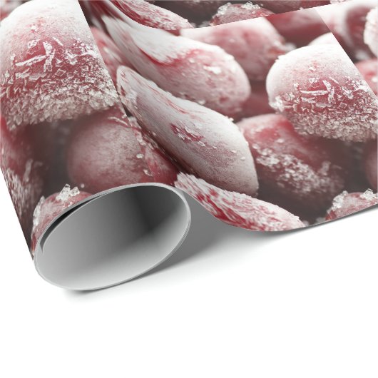 Papier Cadeau Macro baies congelées, texture de closeup. (Coin rond)