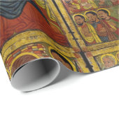 Papier Cadeau Madone noire éthiopienne et enfant avec saints (Coin rond)