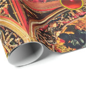 PAPIER CADEAU MADONNA DU ROSE BOWER, ROUGE RUBY GEMSTONES (Coin rond)